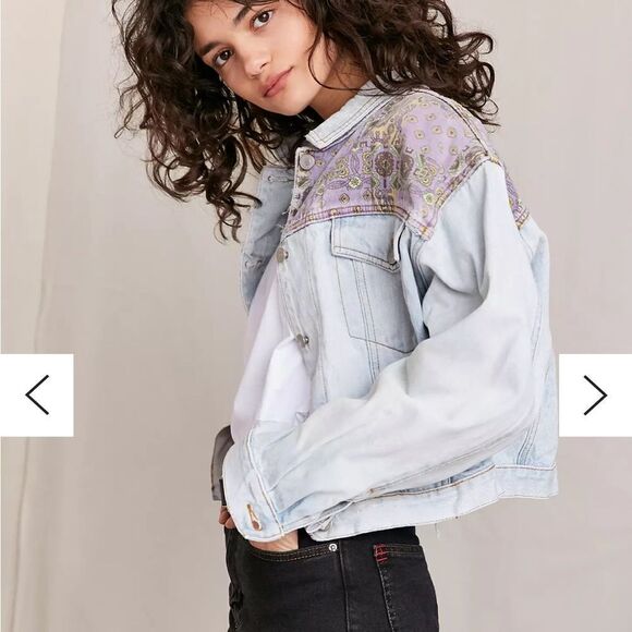 Vintage '90s Jordache Pieced Paisley Denim Jacket size S by Urban Outfitters - Picture 5 of 14